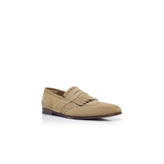 AGASIO Beige mocka-Loafers med kiltie