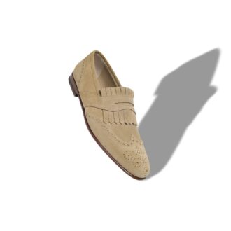 AGASIO Beige mocka-Loafers med kiltie