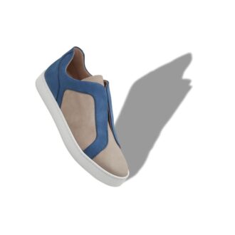 AGILIO Grå och blå sneakers i kalvskinn