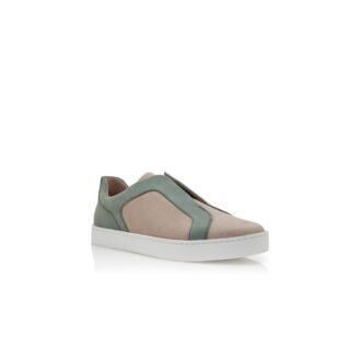 AGILIO Grå och gröna låga sneakers i kalvskinn