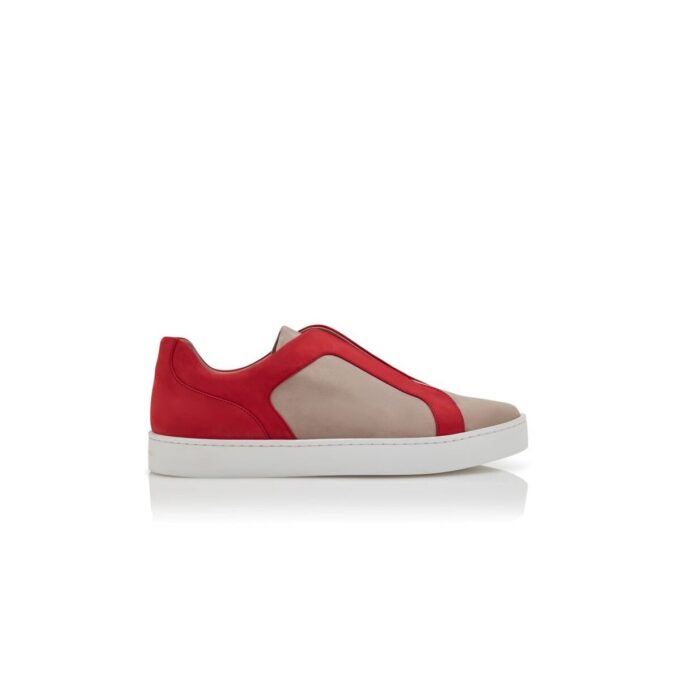 AGILIO Grå och röda sneakers i kalvskinn AGILIO Grå och röda sneakers i kalvskinn