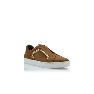 AGILIO Sneakers i brunt mocka med blankstygn