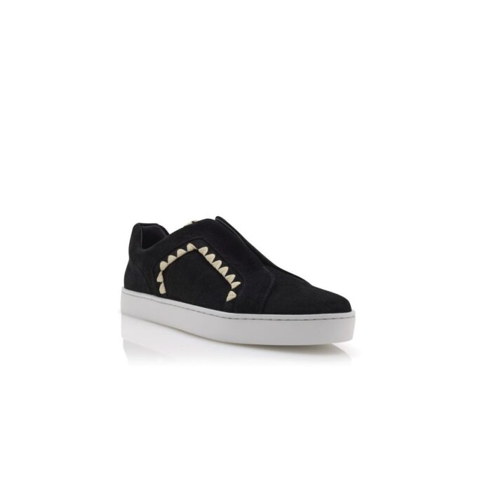 AGILIO Svarta sneakers i mocka med blankstygn AGILIO Svarta sneakers i mocka med blankstygn