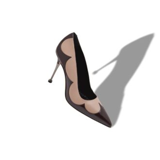 ATENA Pumps i ljusbeige och mörkbrunt läder
