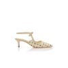 ATOCHAS Krämfärgade silkepumps med polka-prickar och ankelrem