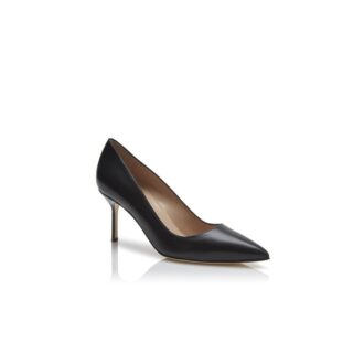 BB CALF 70 Svarta pumps i kalvskinn med spetsig tå