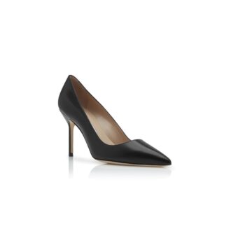 BB CALF 90 Svarta pumps i kalvskinn med spetsig tå