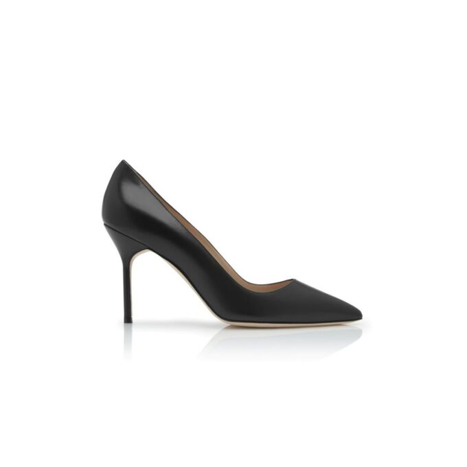 BB CALF 90 Svarta pumps i kalvskinn med spetsig tå BB CALF 90 Svarta pumps i kalvskinn med spetsig tå