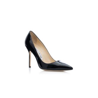 BB PATENT Svarta pumps i lack med spetsig tå