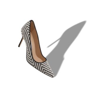 BB Svartvita raffia-pumps med spetsig tå