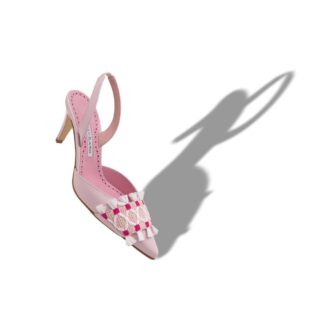 BRAMORA Ljusrosa Pumps i nappaläder med slingback