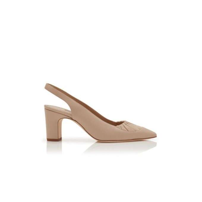 CALZASLI Ljusbeige Pumps i nappaläder med slingback