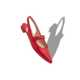 CAMPARIFLATSLI Röda slingback-platta skor i nappaläder