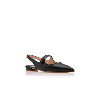 CAMPARIFLATSLI Svarta platta skor i nappaläder med slingback