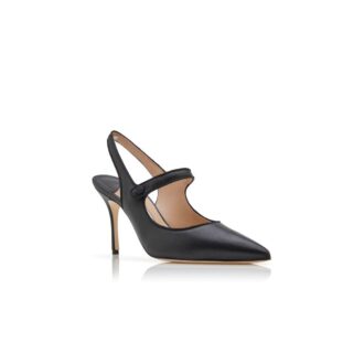 CAMPARISLI Svarta pumps i nappaläder med spetsig tå och slingback