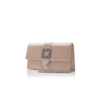 Capri Beige satinklämväska med smyckesspänne