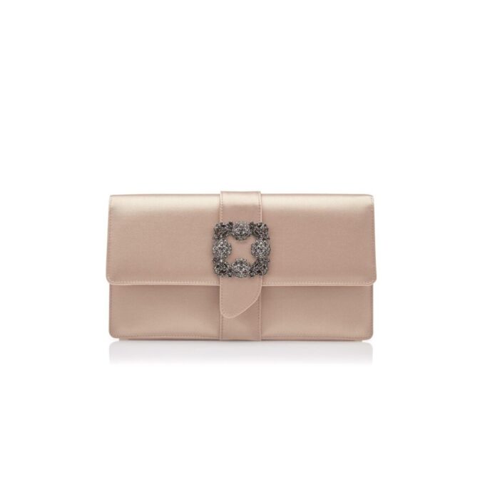 Capri Beige satinklämväska med smyckesspänne Capri Beige satinklämväska med smyckesspänne
