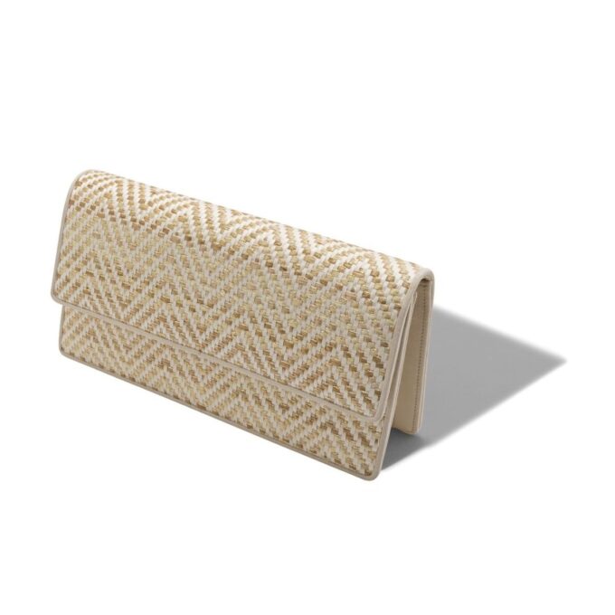 CAPRIPLA Ljusbeige och krämfärgad raffia-clutch CAPRIPLA Ljusbeige och krämfärgad raffia-clutch