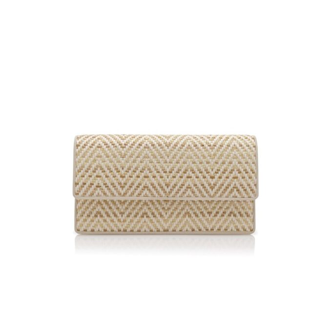 CAPRIPLA Ljusbeige och krämfärgad raffia-clutch CAPRIPLA Ljusbeige och krämfärgad raffia-clutch