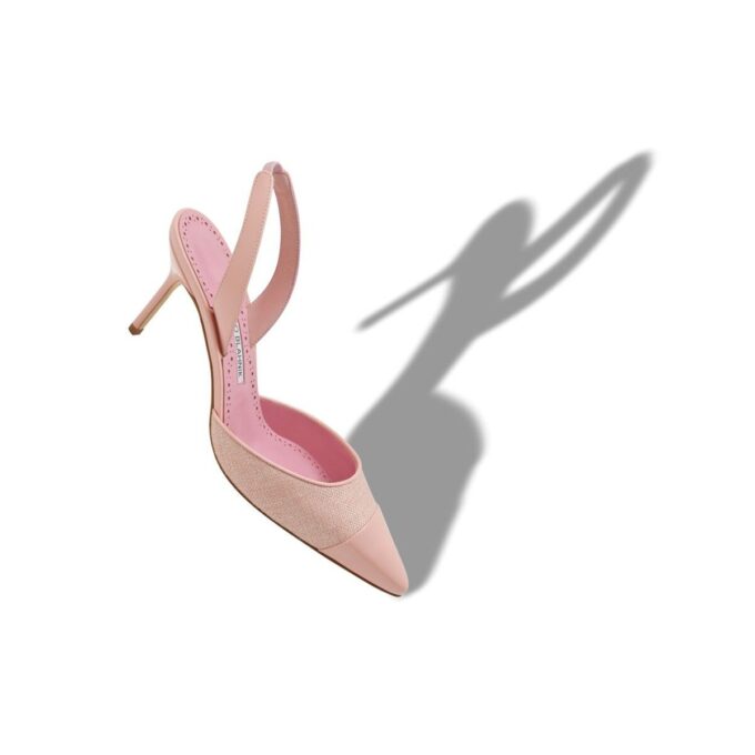 CAPSLI Ljusrosa Pumps i linne med slingback CAPSLI Ljusrosa Pumps i linne med slingback