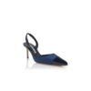 CAPSLI Marinblå linnepumps med slingback