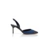 CAPSLI Marinblå linnepumps med slingback