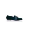 CARLTON Loafers i grön sammet med smyckesspänne CARLTON Loafers i grön sammet med smyckesspänne
