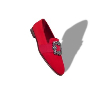 CARLTON Loafers i rött mocka med smyckespänne