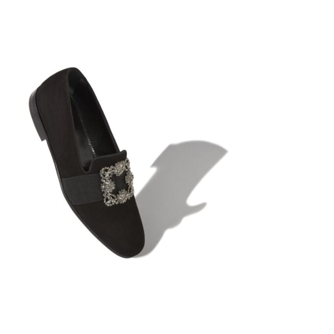 CARLTON Loafers i svart mocka med smyckesbesatt spänne CARLTON Loafers i svart mocka med smyckesbesatt spänne