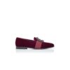 CARLTON Mörkröda loafers i sammet med smyckesspänne CARLTON Mörkröda loafers i sammet med smyckesspänne