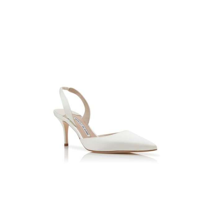 Carolyne 70 Ljuskrämfärgade pumps i satin med slingback Carolyne 70 Ljuskrämfärgade pumps i satin med slingback