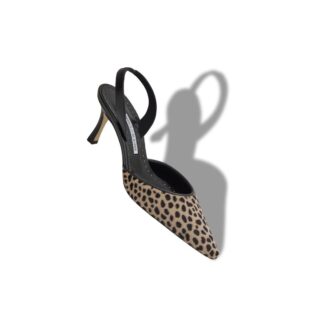 CAROLYNE 70 Pumps med slingback i kalvhår med djurmönster