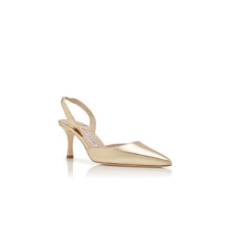 Carolyne 70 Slingback-pumps i guldfärgat nappaläder
