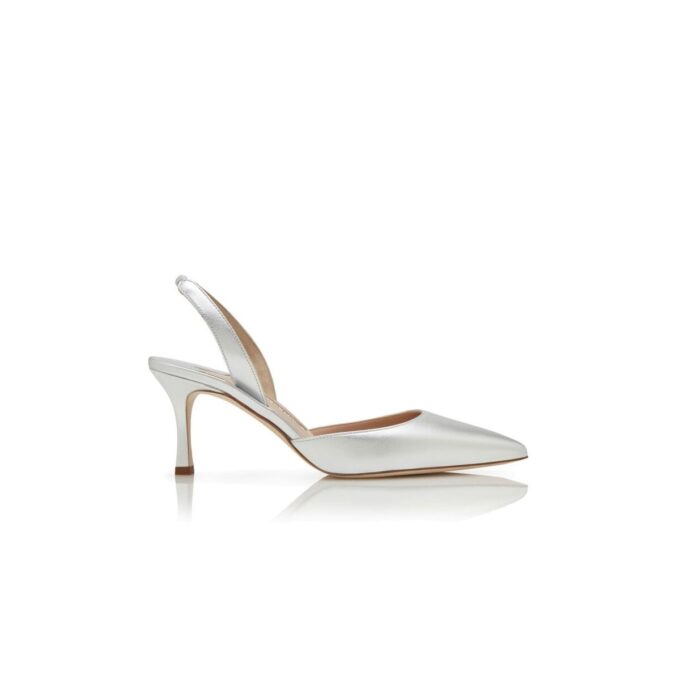 Carolyne 70 Slingback-pumps i silverfärgat nappaläder Carolyne 70 Slingback-pumps i silverfärgat nappaläder