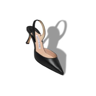 Carolyne 70 Svarta pumps i nappaläder med hälrem
