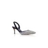 CAROLYNE 70 Svartvita raffia-pumps med slingback