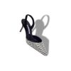 CAROLYNE 70 Svartvita raffia-pumps med slingback