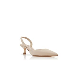 Carolyne Ljusbeige slingback-pumps i mocka