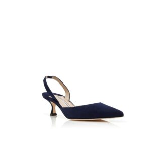 Carolyne Marinblå slingback-pumps i mocka