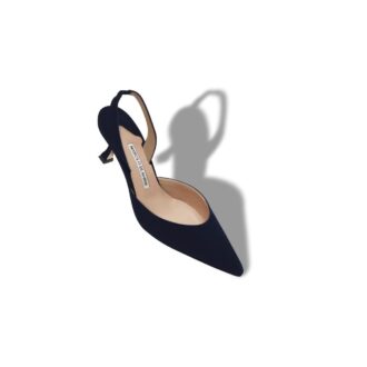 Carolyne Marinblå slingback-pumps i mocka