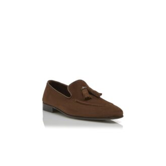CHESTER Loafers i brunt mocka med tofs