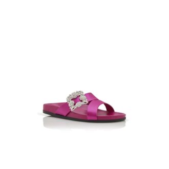 CHILANGHI Mörkfuchsia satinmules med spänne
