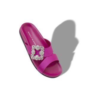 CHILANGHI Mörkfuchsia satinmules med spänne
