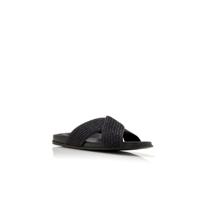 CHILTERN Svarta platta sandaler i naturväv CHILTERN Svarta platta sandaler i naturväv