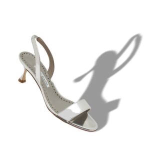 CUPISANPLA Slingback-sandaler i silverfärgat kalvskinn