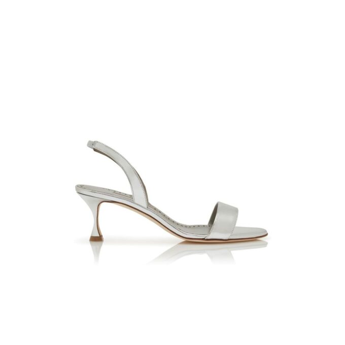 CUPISANPLA Slingback-sandaler i silverfärgat kalvskinn CUPISANPLA Slingback-sandaler i silverfärgat kalvskinn
