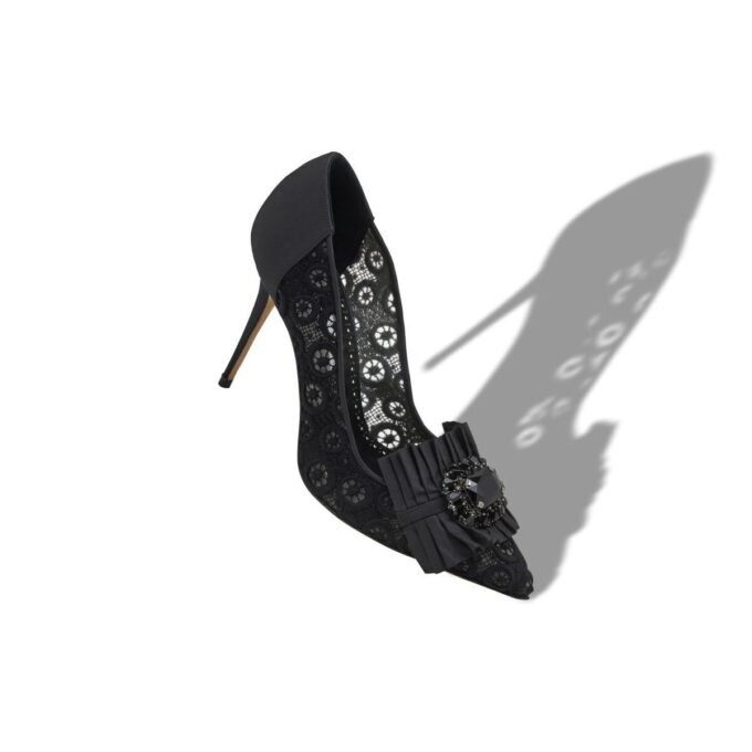DANCENY Svarta pumps med spets och smyckesdetaljer DANCENY Svarta pumps med spets och smyckesdetaljer