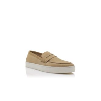 ELLIS Ljus khakifärgade slip-on-Loafers i mocka
