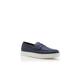 ELLIS Marinblå slip-on-Loafers i kalvskinn