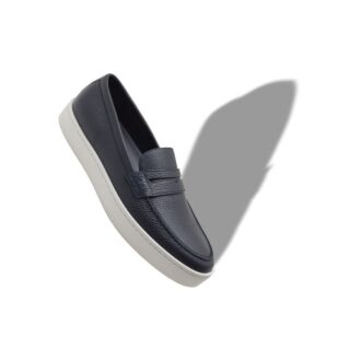 ELLIS Marinblå slip-on-Loafers i kalvskinn
